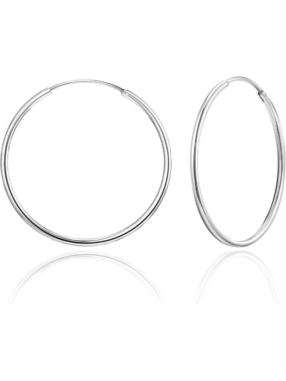 Lightweight 925 Sterling Silver Endless Hoop Earrings for Women, Thin Post